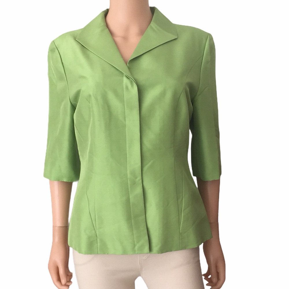 Shomi Green Silk Blouse Jacket